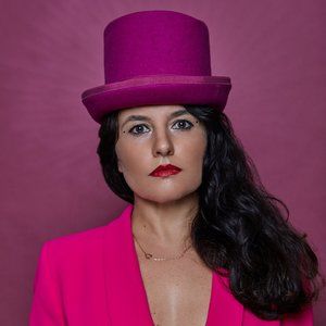 Pink wool felt top hat sz L